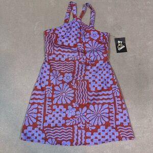 Art Class Girls' Printed Halter Slip Dress Size Medium (8) Lined Purple Red